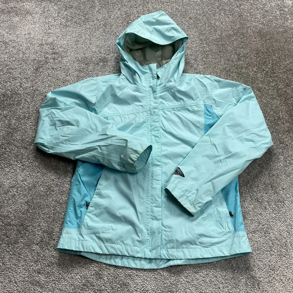 Columbia Titanium Jacket Youth Large 14/16 Light Blue Zip Omni Tech Windbreaker